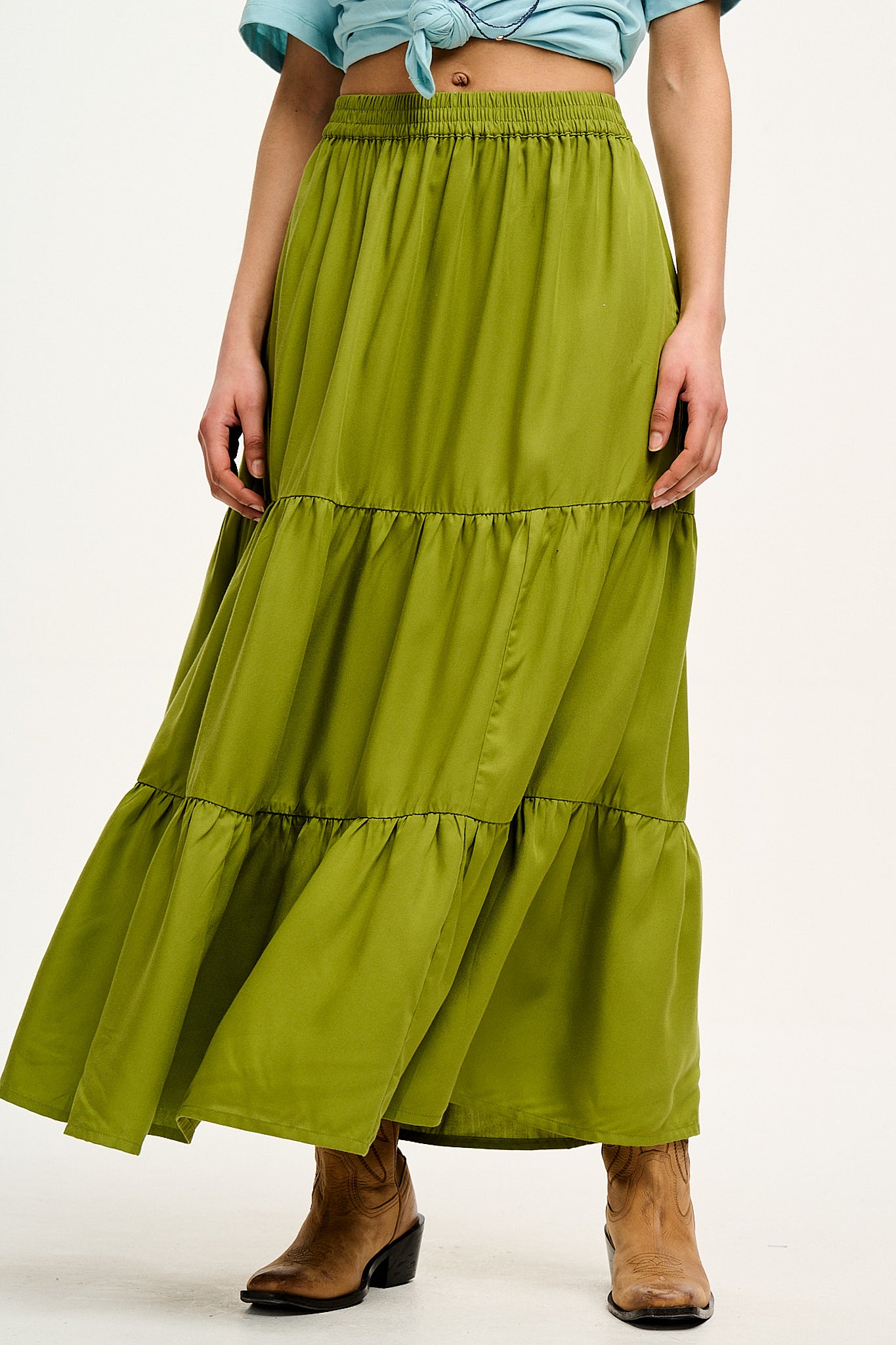 Brie Maxi Skirt: TENCEL™ Lyocell - Guacamole Green