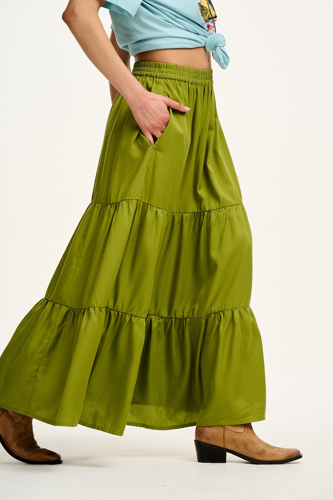 Brie Maxi Skirt: TENCEL™ Lyocell - Guacamole Green