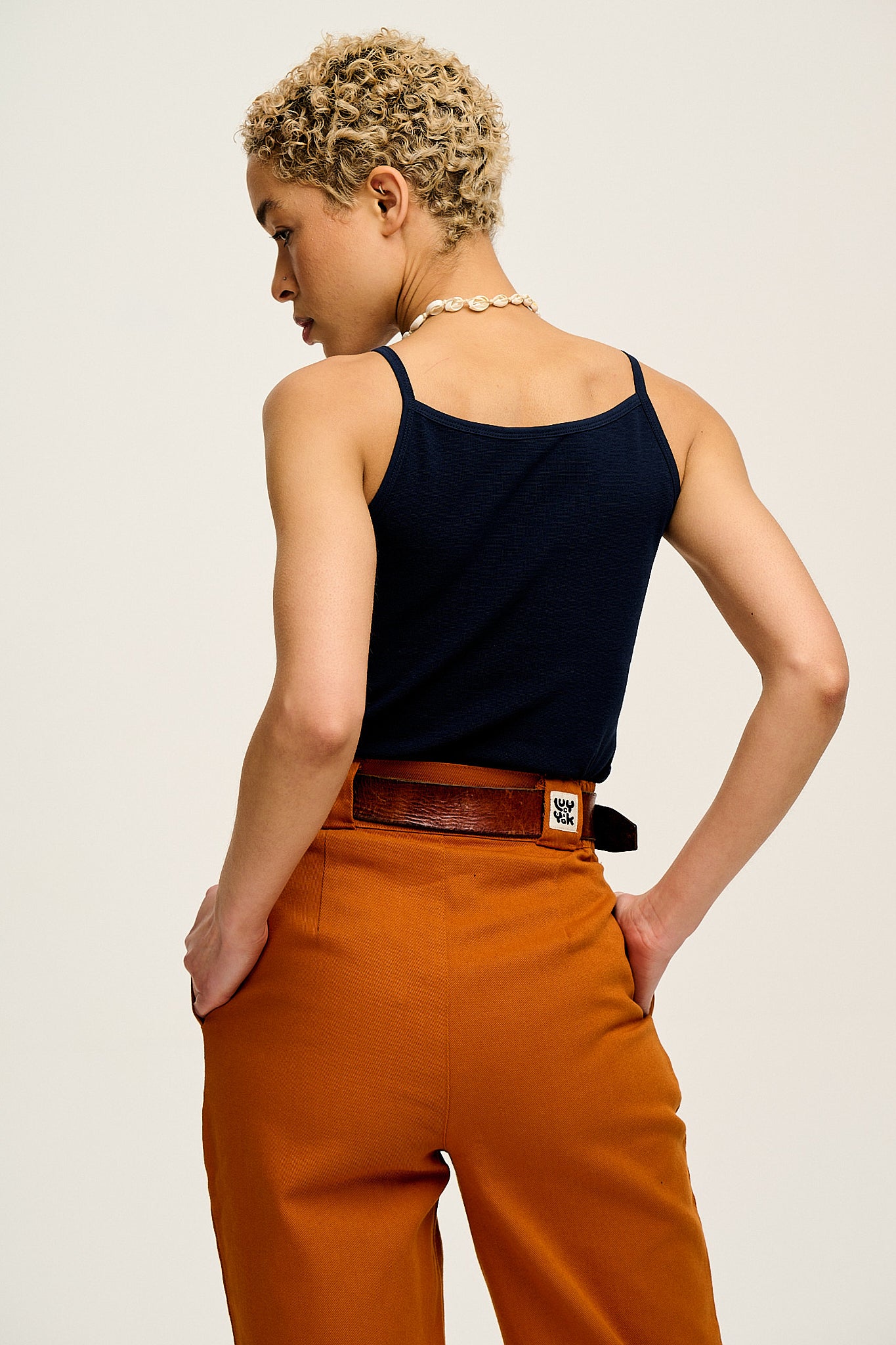 Lara Vest Top: ORGANIC COTTON - Navy Blue