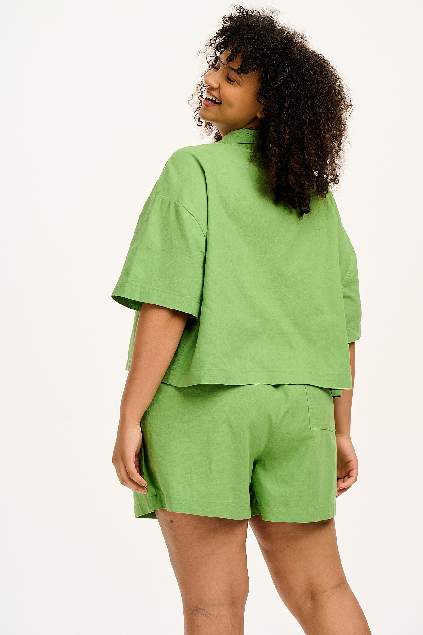Alfie Shirt: ORGANIC COTTON & LINEN - Matcha Green