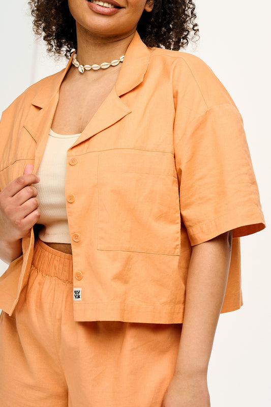 Alfie Shirt: ORGANIC COTTON & LINEN - Sunset Orange