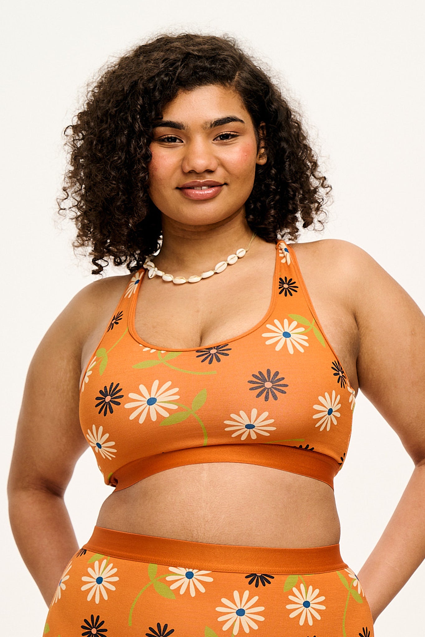 Iona Racer Back Cotton & Bamboo Crop Top Veronica Print