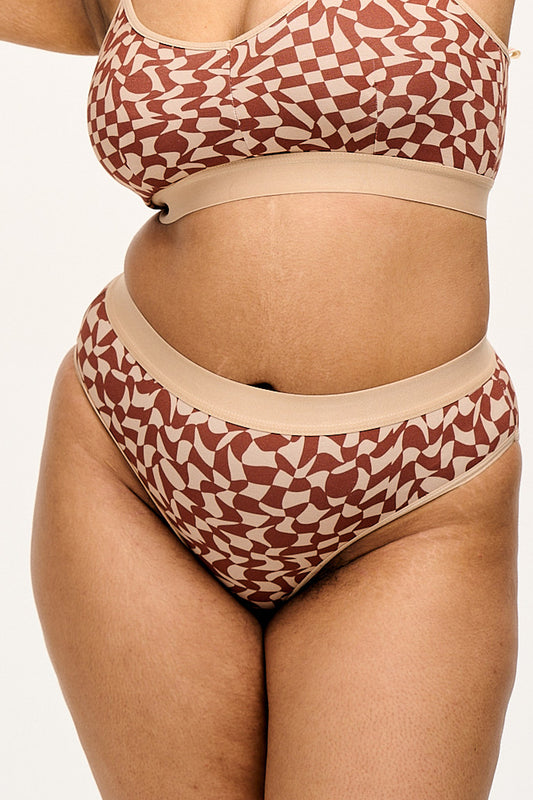 Cora Bikini Pant: ORGANIC COTTON & BAMBOO MIX - Amara Grid