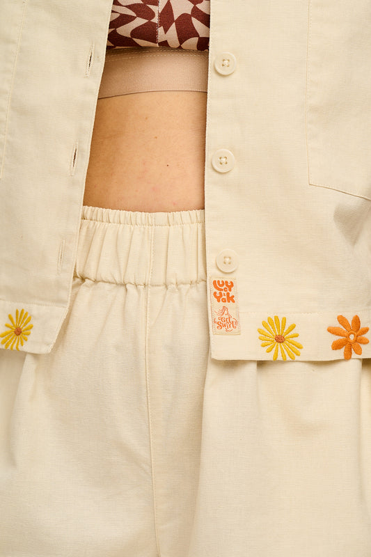 Alfie Shirt: ORGANIC COTTON & LINEN - Amber Embroidery