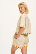 Alfie Shirt: ORGANIC COTTON & LINEN - Amber Embroidery