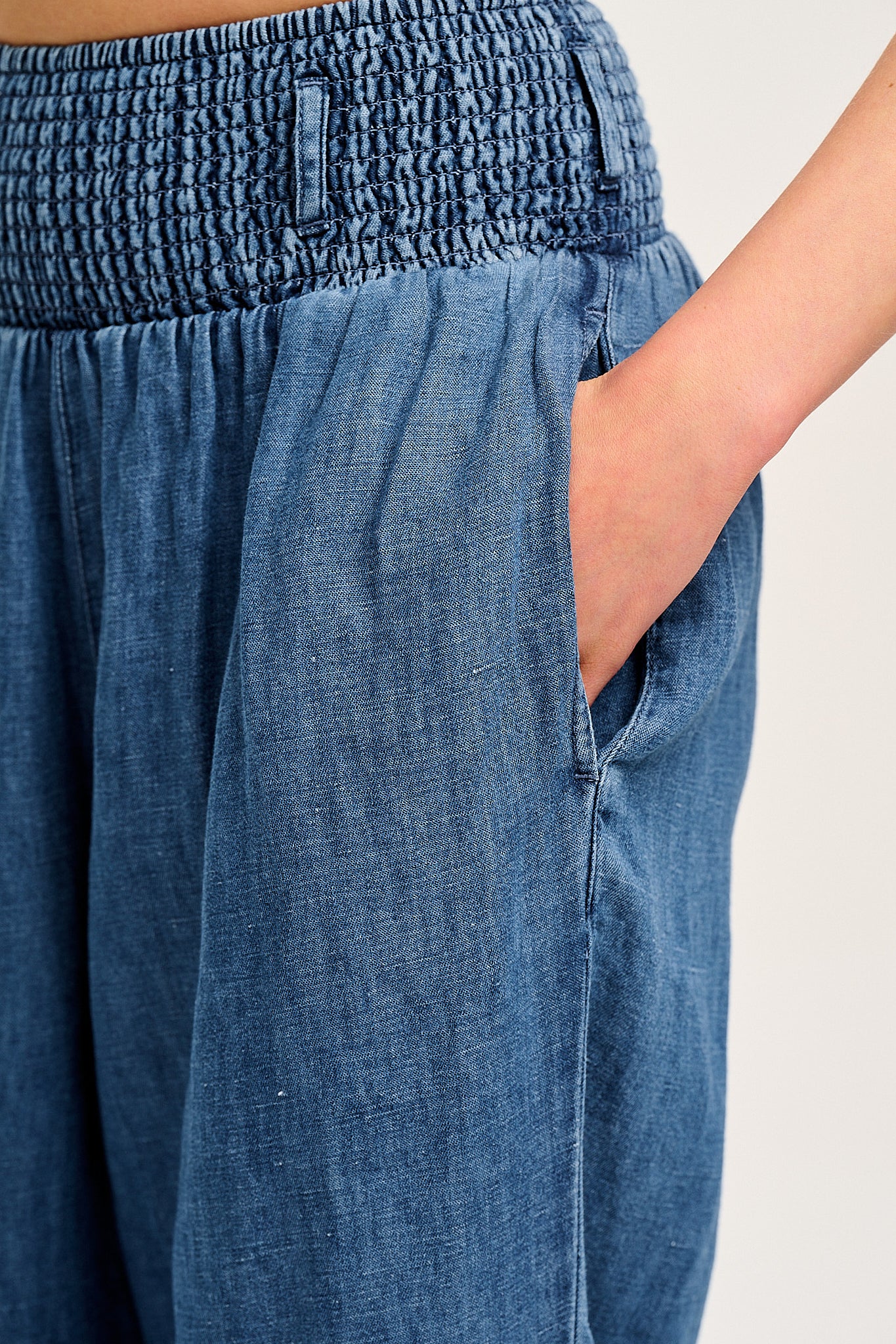 Alexa Trousers: ORGANIC COTTON & HEMP - Mid Wash Blue