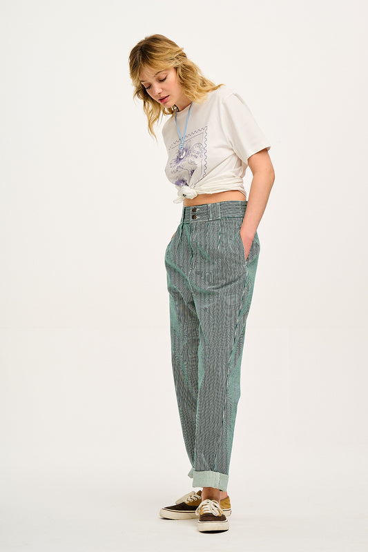 Addison Trousers: ORGANIC TWILL - Aspen Stripe
