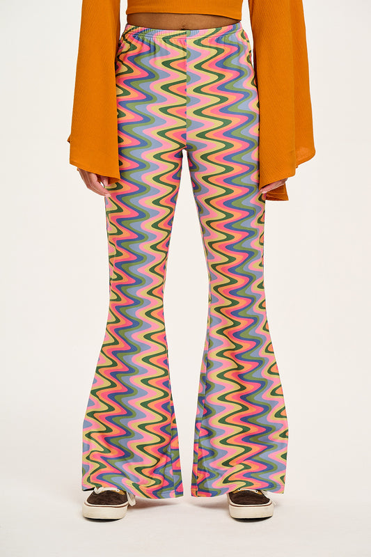 Zelda Flare Trousers: RECYCLED POLYESTER - Wavy Baby