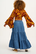 Brie Maxi Skirt: ORGANIC COTTON & HEMP - Mid Wash Blue