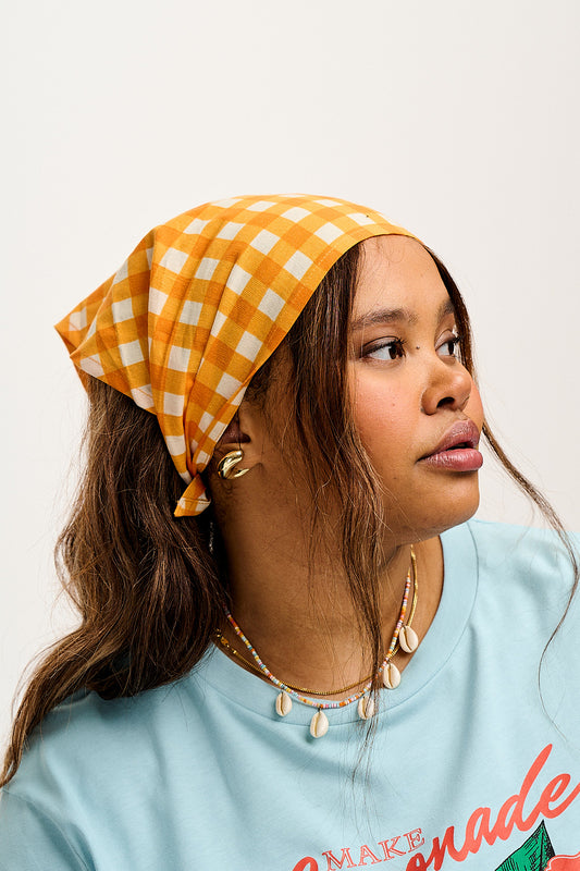 Headscarf: DEADSTOCK FABRIC - Orange Gingham