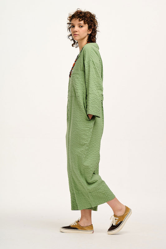 Fran - Oversized Cotton Jumpsuit in Garland Green