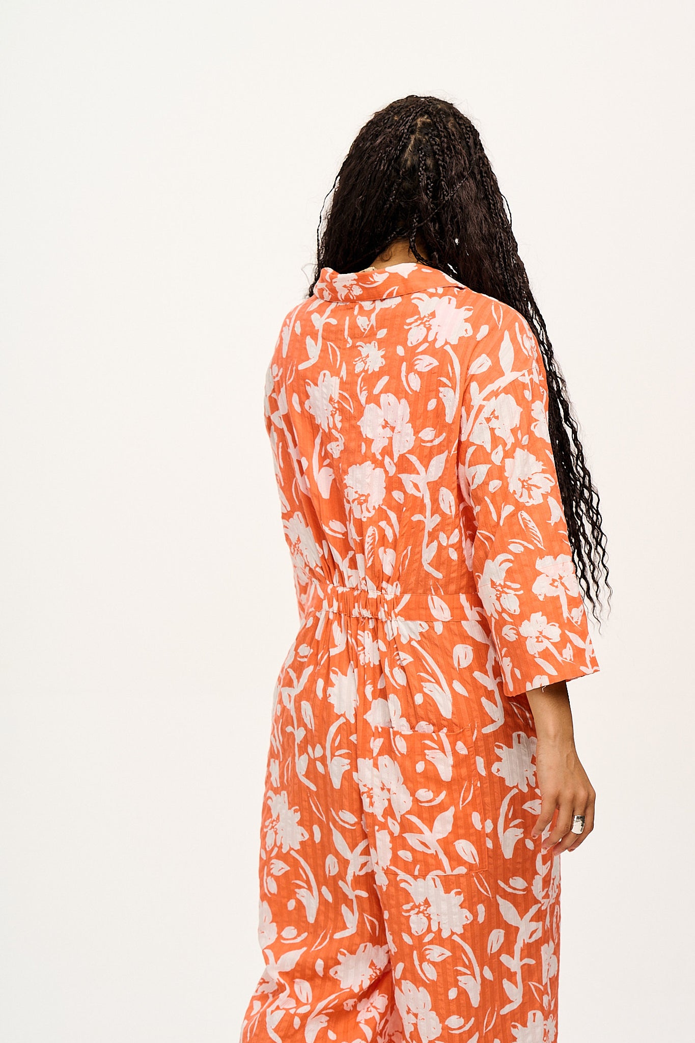 Fran - Oversized Cotton Jumpsuit in Coral Bloom Print