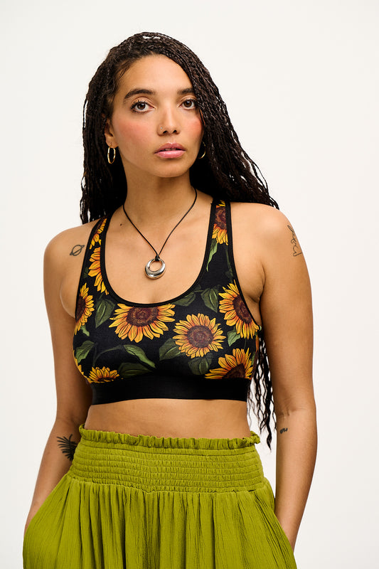 Iona Racer Back Crop Top - BAMBOO AND ORGANIC COTTON MIX - Sunflower