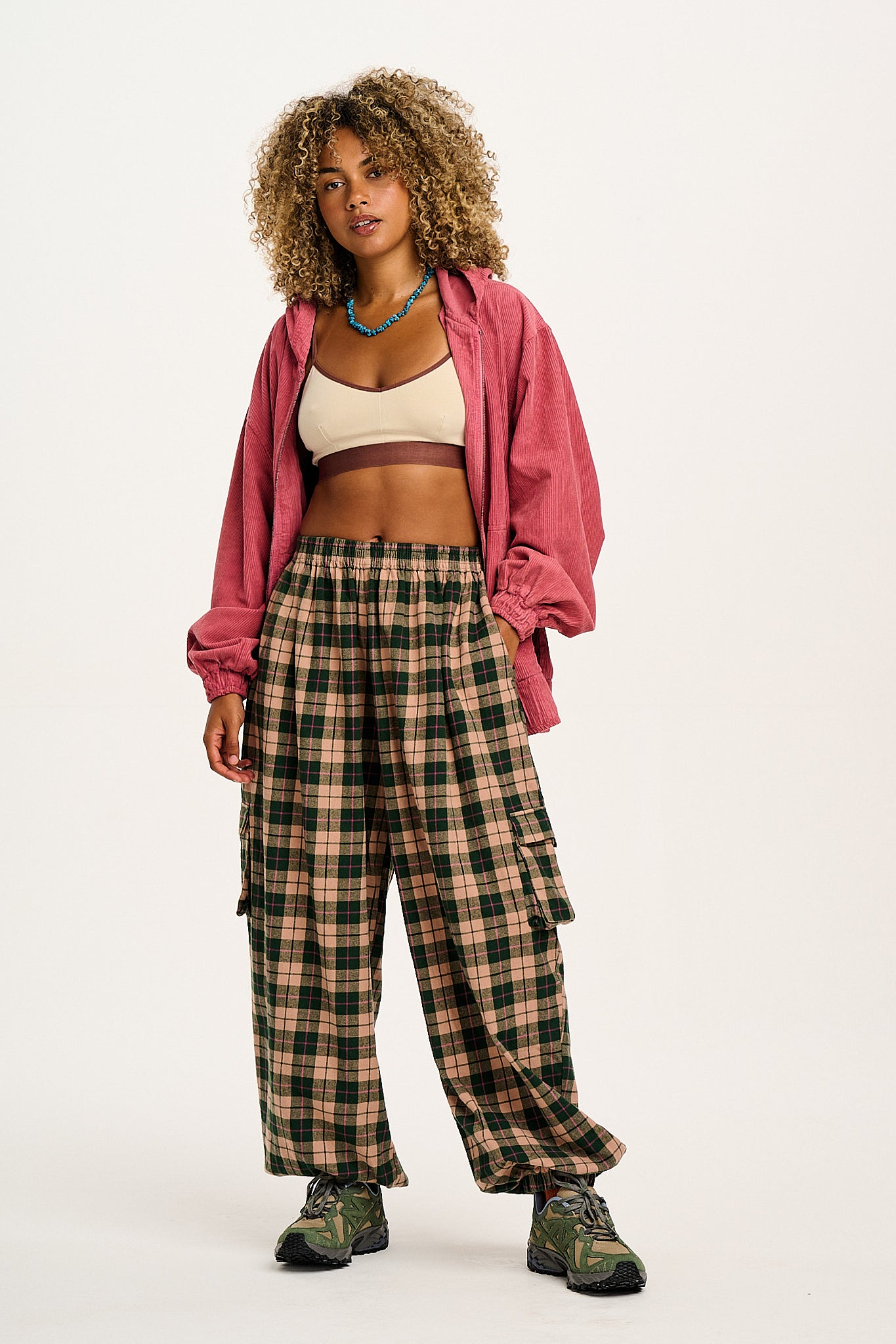 Rumi - Cargo Brushed Cotton Trousers in Annie Tartan Print