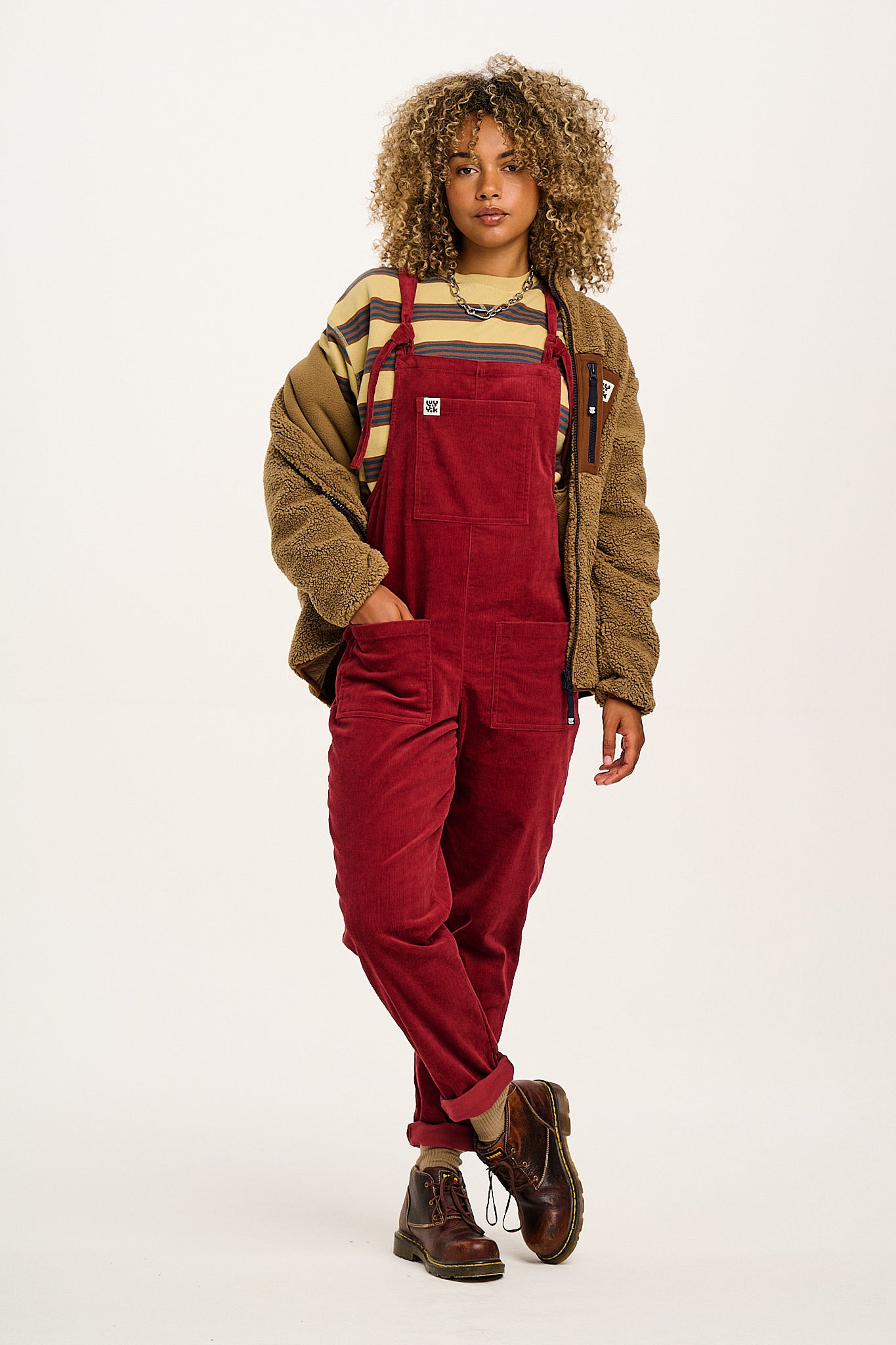 Original - Corduroy Dungarees in Maroon