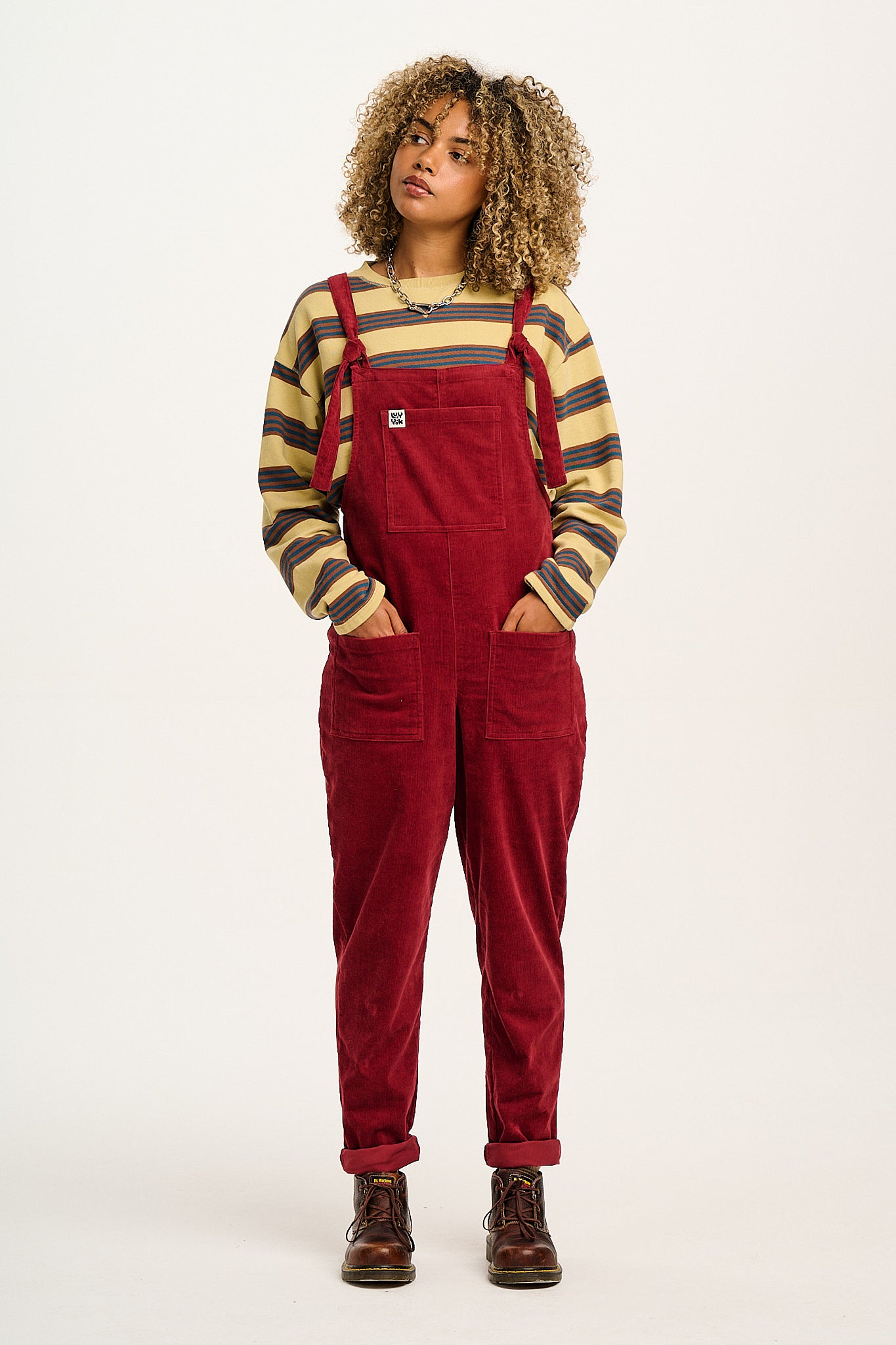 Original - Corduroy Dungarees in Maroon