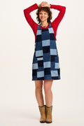 Layla - Mini Denim Dress in Paige Patchwork Print