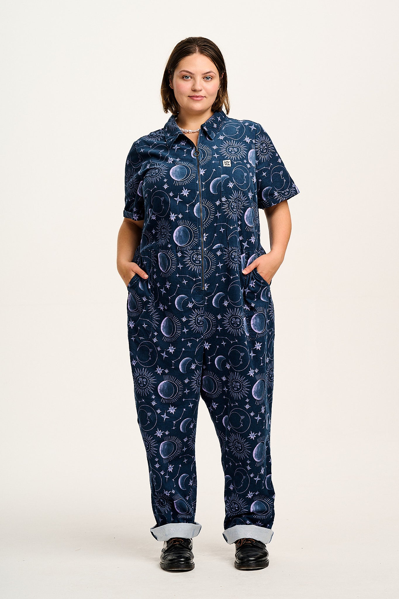 Rex - Short Sleeve Corduroy Jumpsuit in Aurora Print