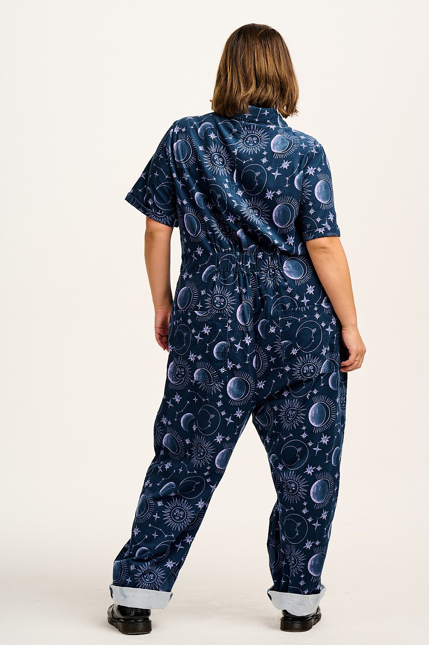 Rex - Short Sleeve Corduroy Jumpsuit in Aurora Print