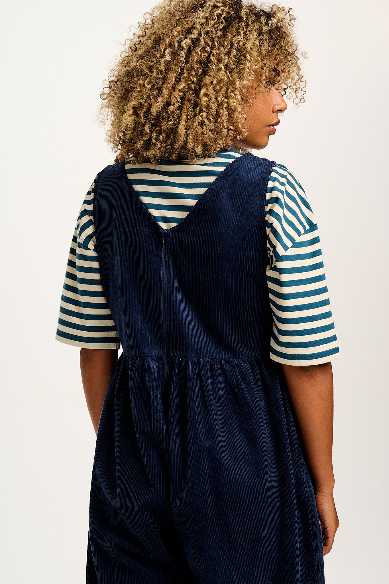 Bowie - Sleeveless Corduroy Jumpsuit in Varsity Blue