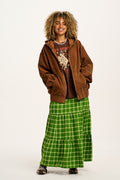 Wesley - Oversized Hoodie Corduroy Jacket in Chestnut Brown