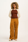 Delores - Wide Leg Corduroy Jeans with Clara Embroidery