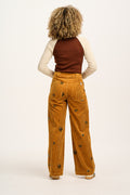 Delores - Wide Leg Corduroy Jeans with Clara Embroidery