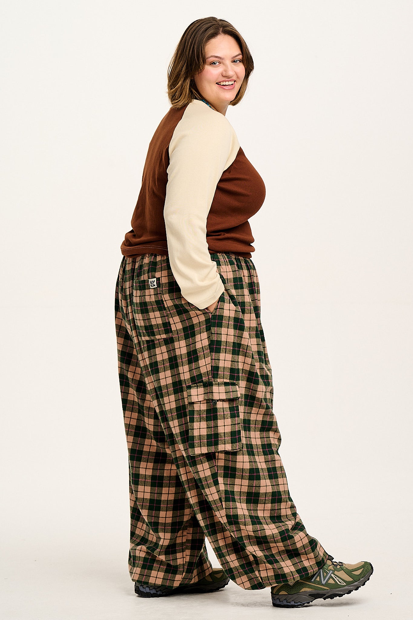 Rumi - Cargo Brushed Cotton Trousers in Annie Tartan Print