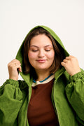 Wesley - Oversized Hoodie Corduroy Jacket in Highland Green