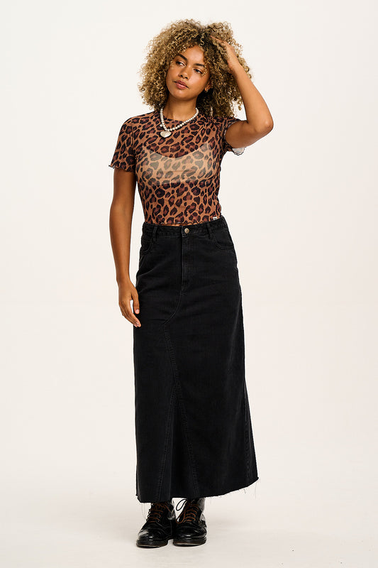 Liv - Maxi Denim Skirt in Washed Black