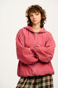 Wesley - Oversized Hoodie Corduroy Jacket in Rose Pink