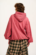 Wesley - Oversized Hoodie Corduroy Jacket in Rose Pink