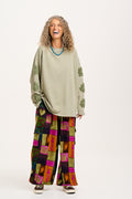 Rumi - Cargo Brushed Cotton Trousers in Courtney Patchwork Print