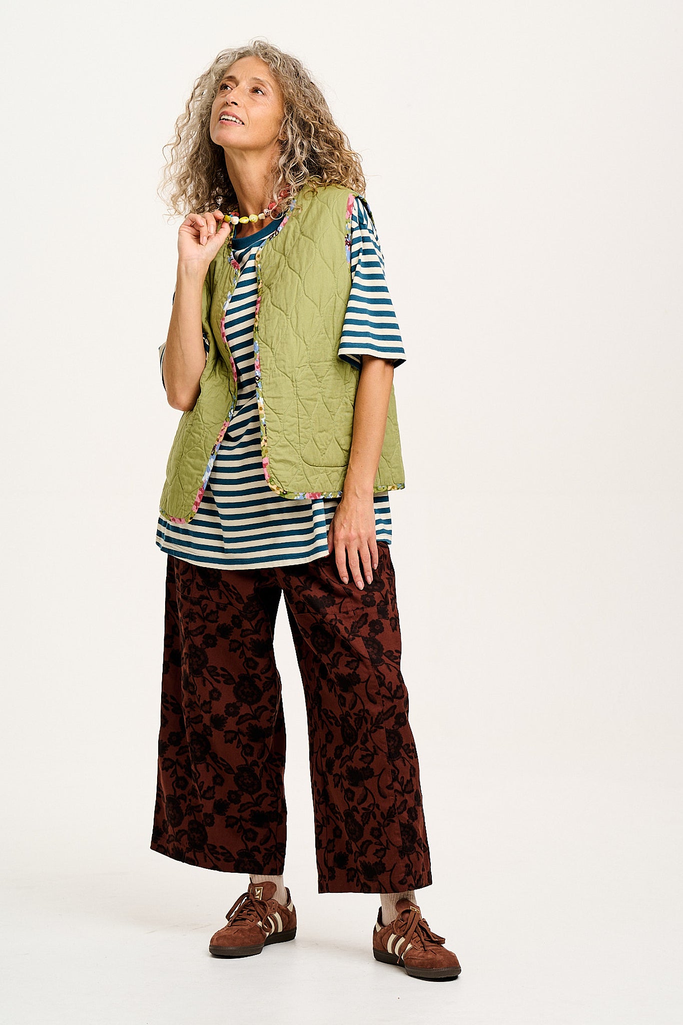 Chuck - Wide Leg Cotton Trousers in Layne Print