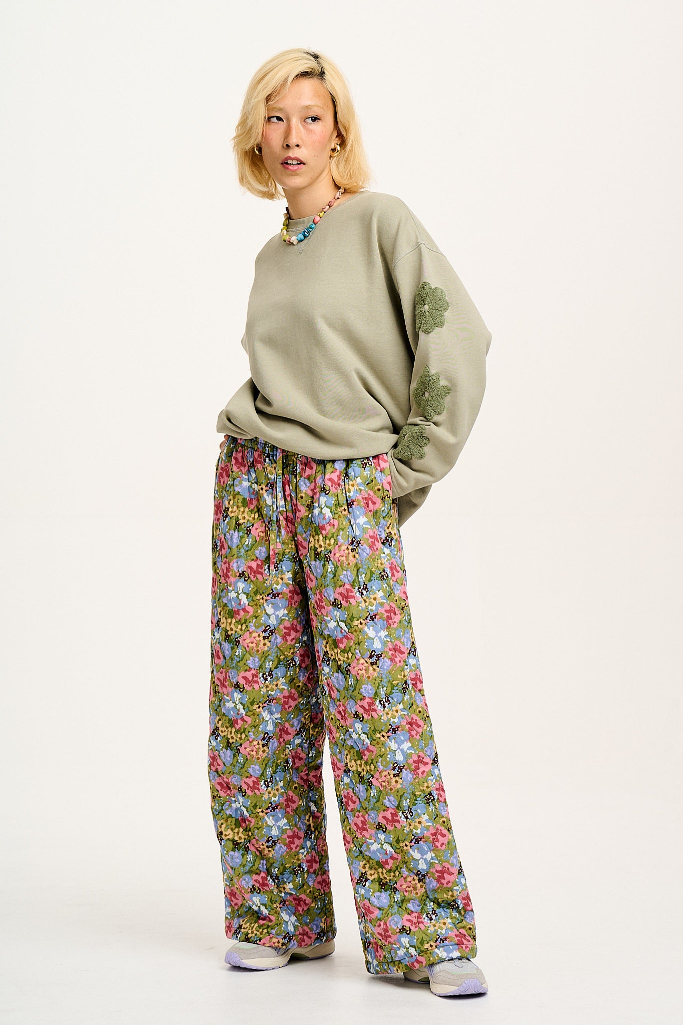 Chester - Quilted Cotton Trousers in Elsinore Floral Print