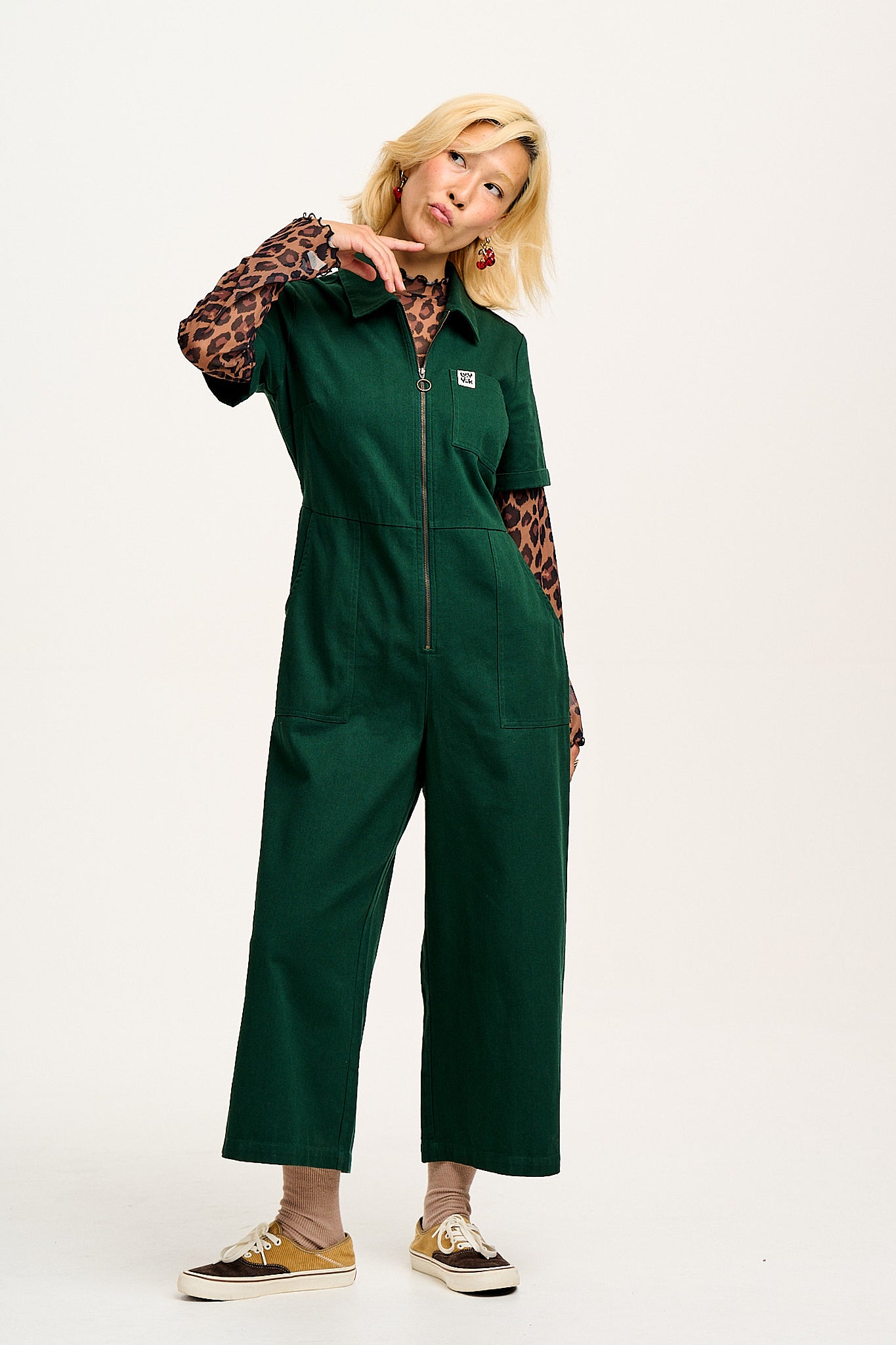 Ragan - Cotton Jumpsuit in Posy Green