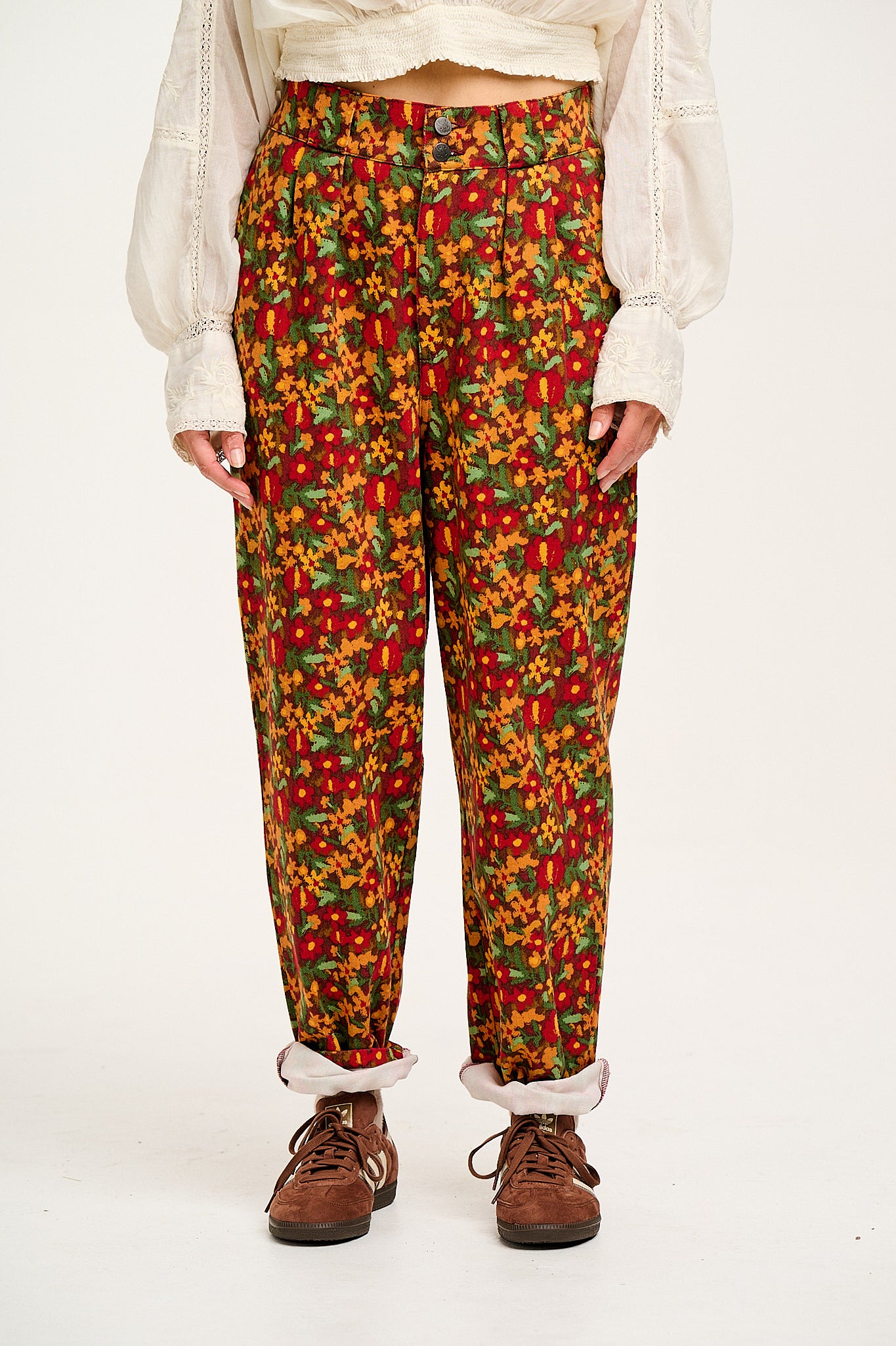 Addison - Tapered Twill Trousers in Rodeo Floral Print