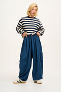 Rumi - Cargo Brushed Cotton Trousers in Deep Teal