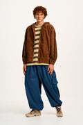 Wesley - Oversized Hoodie Corduroy Jacket in Chestnut Brown