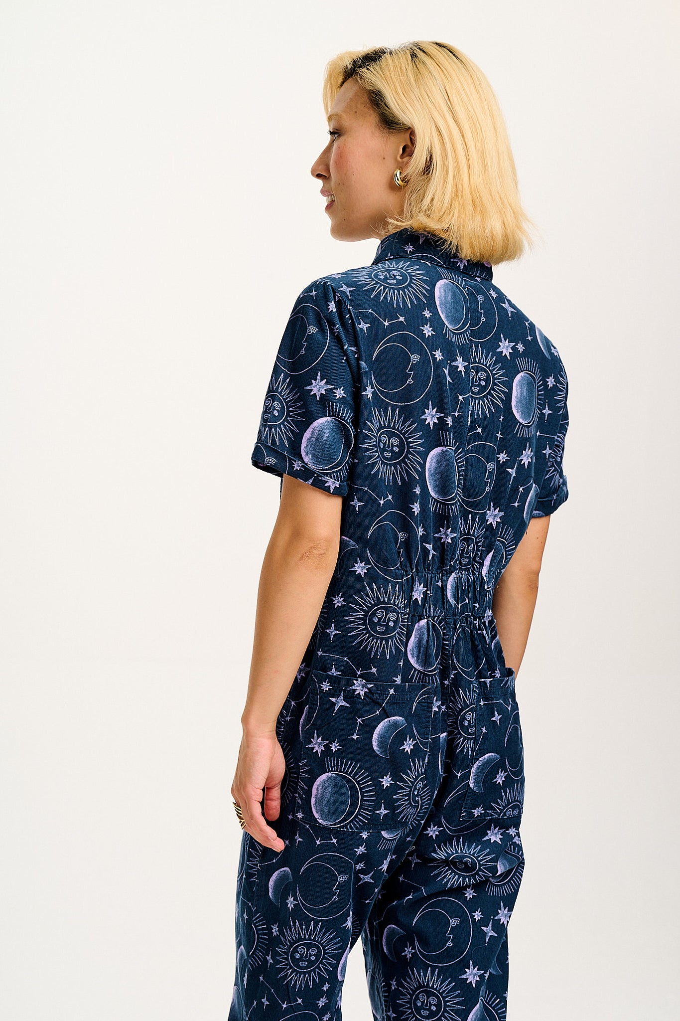 Rex - Short Sleeve Corduroy Jumpsuit in Aurora Print