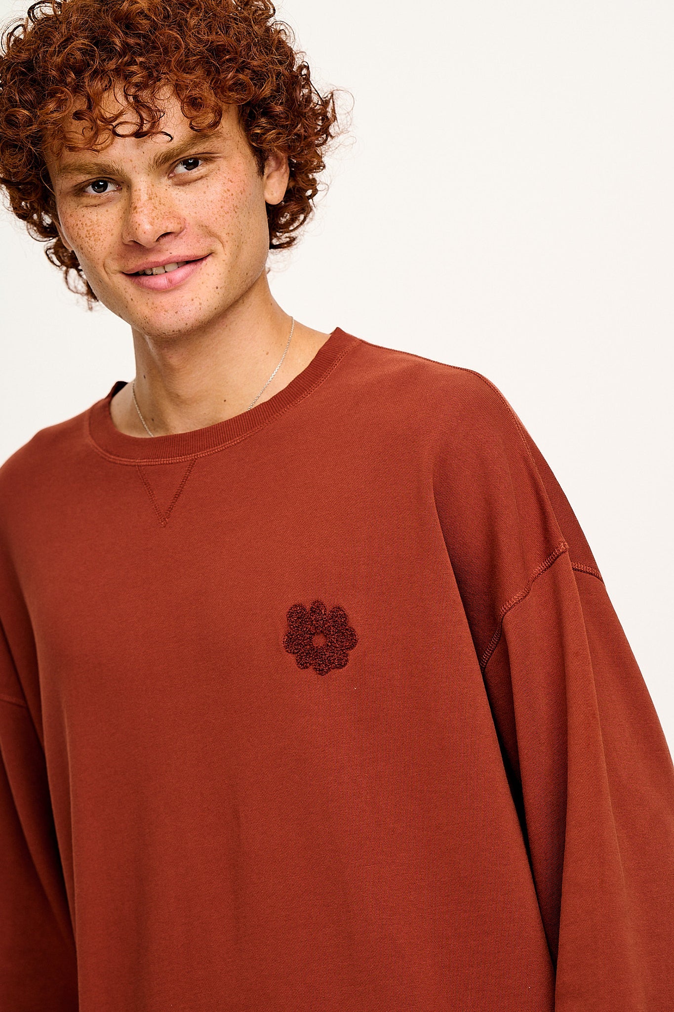 Kai - Midweight Cosy Loop Back Cotton Sweatshirt in Hazel