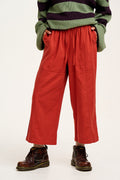 Chuck - Wide Leg Cotton Trousers in Red Ochre