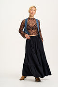 Brie - Maxi Cotton Skirt in Black