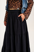 Brie - Maxi Cotton Skirt in Black