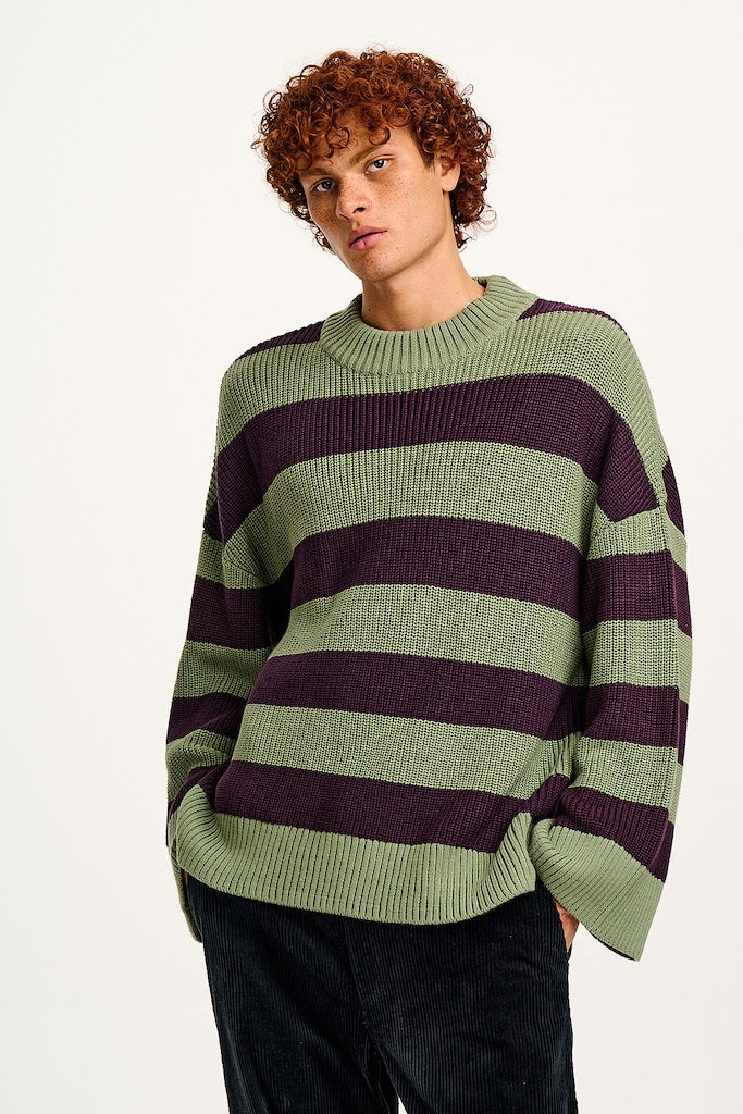 Amari Jumper - Green & Plum Stripe