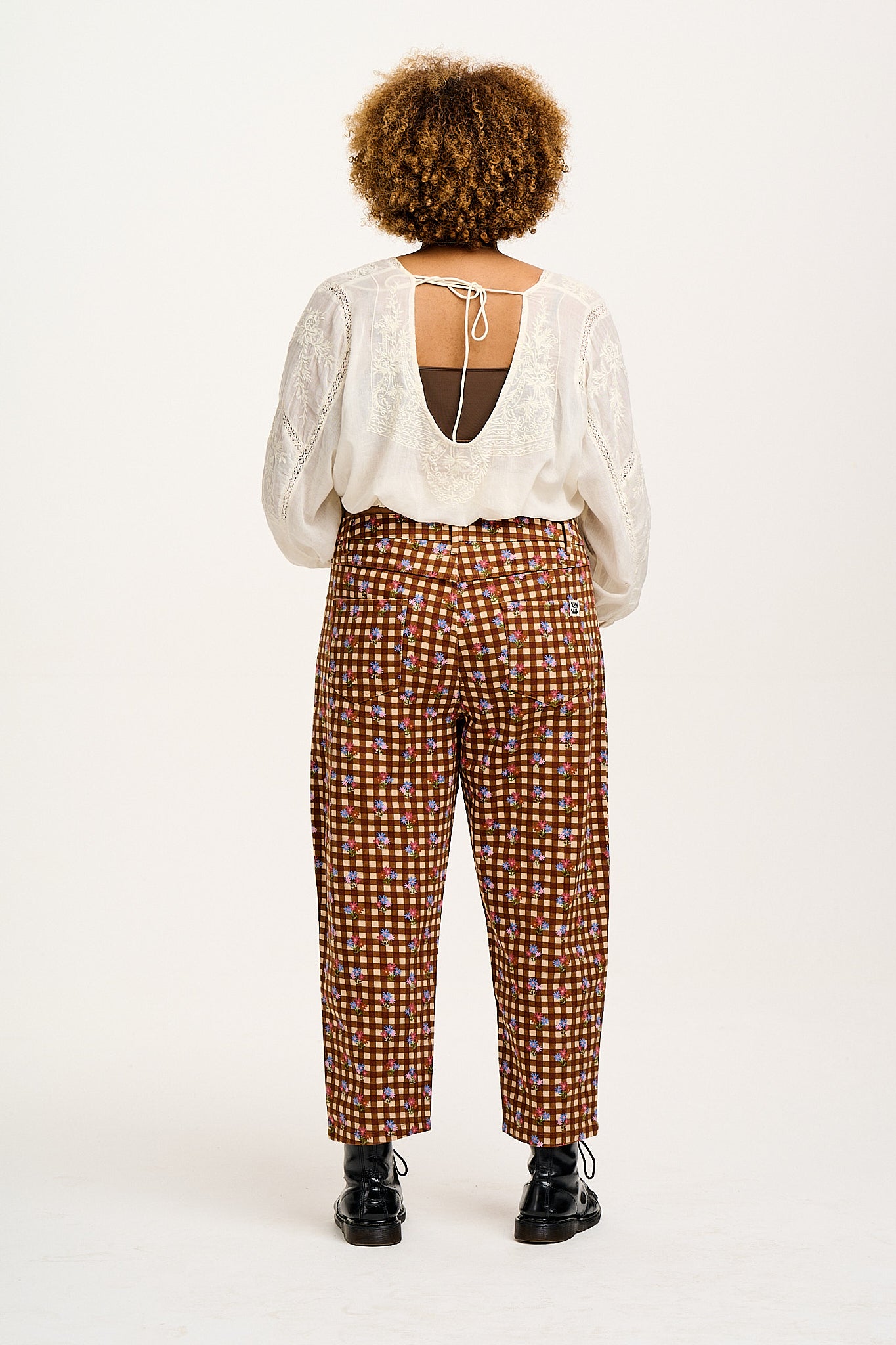 Drew - Straight Leg Twill Trousers in Meryl Check Print