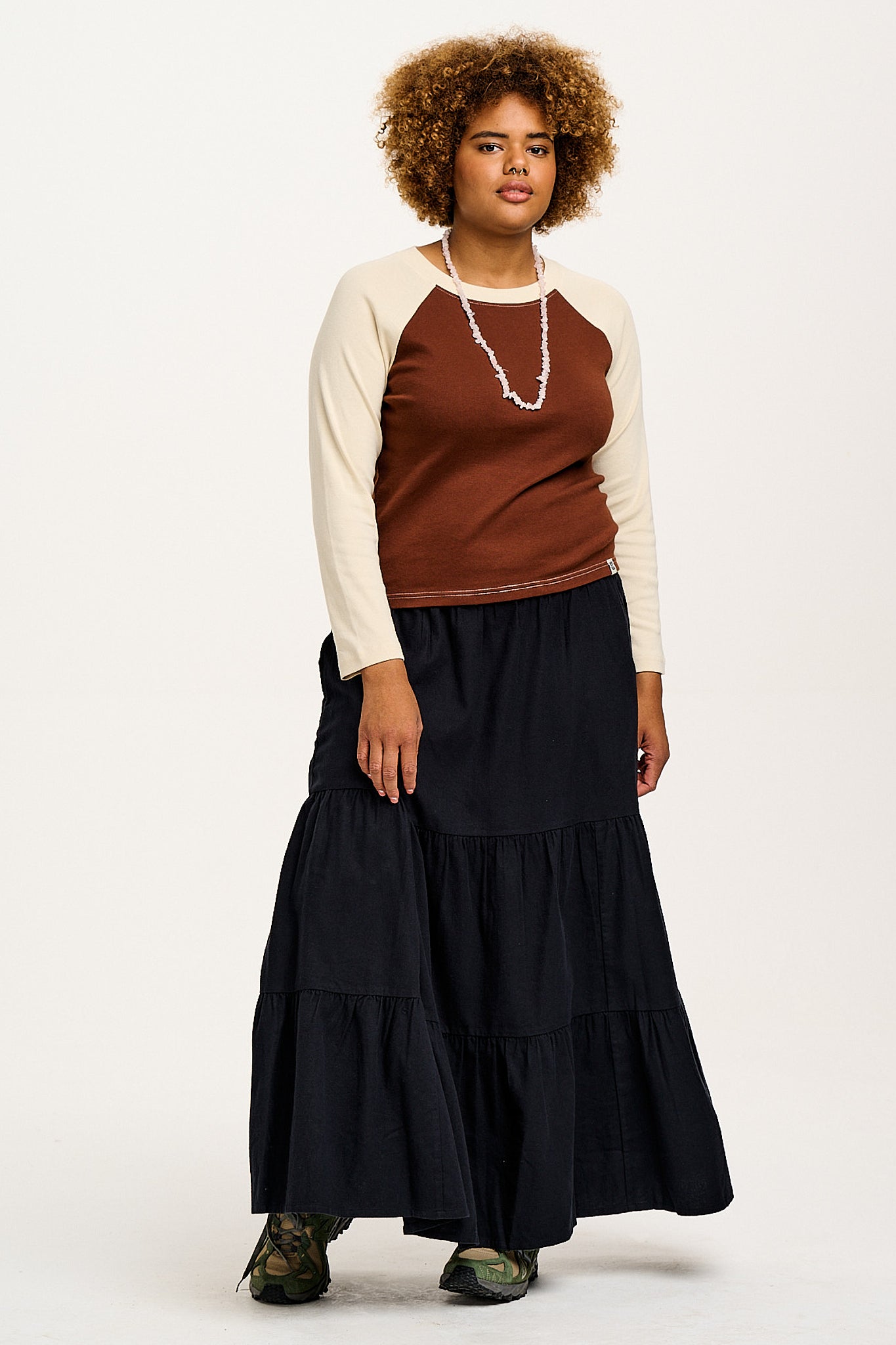 Brie - Maxi Cotton Skirt in Black