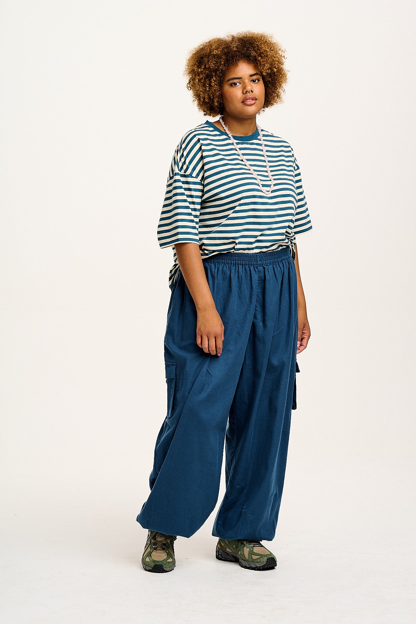 Rumi - Cargo Brushed Cotton Trousers in Deep Teal