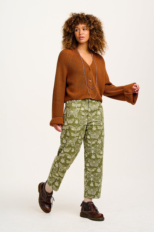 Drew - Straight Leg Twill Trousers in Papilio Print