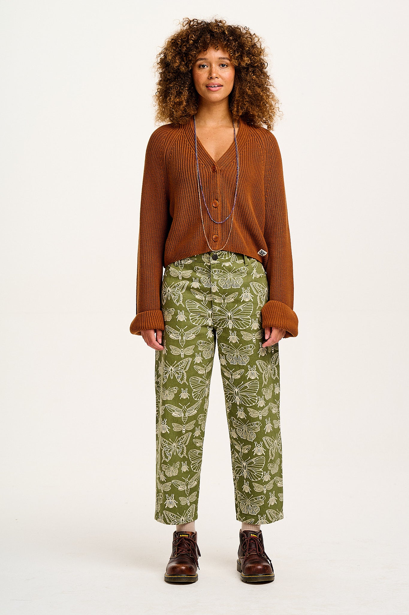 Drew - Straight Leg Twill Trousers in Papilio Print